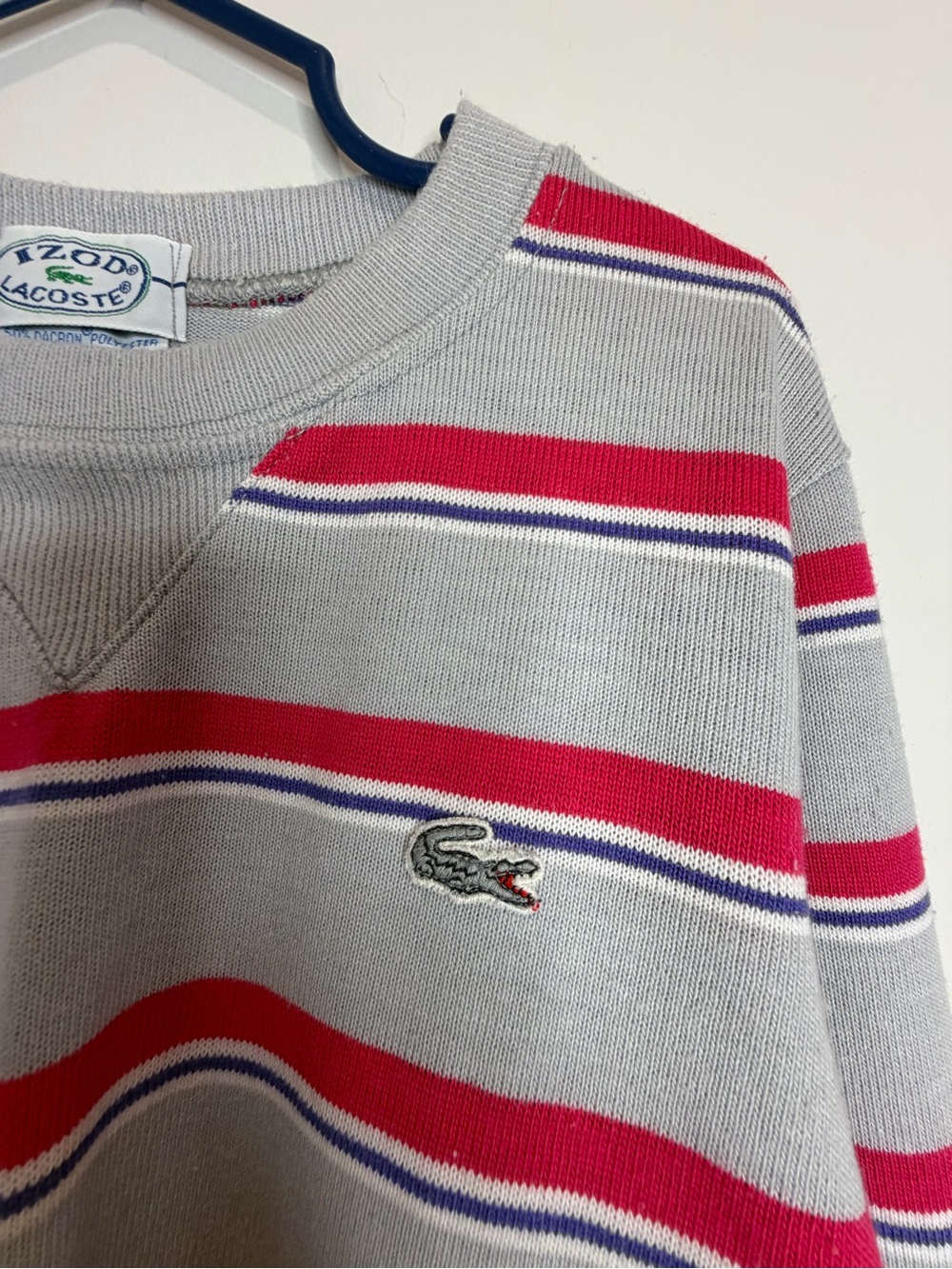 Vintage Izod Lacoste Gray Long-Sleeve Size Large Made in USA